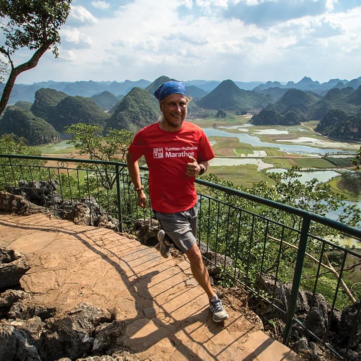 Terry Majamaki running in Yunnan Province